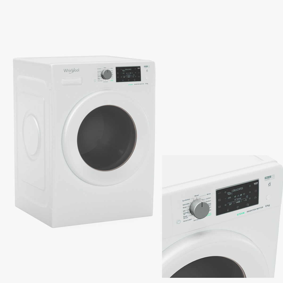 Whirlpool FDLR80250 8kg Front Load Washing Machine 3D model_13