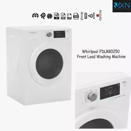 Whirlpool FDLR80250 8kg Front Load Washing Machine 3D model