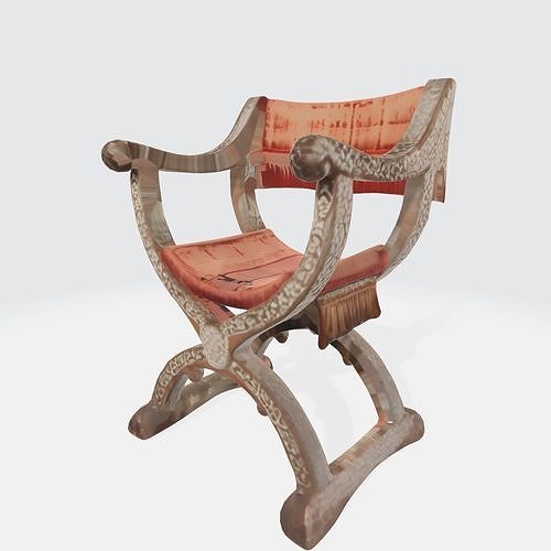 Vintage Folding Chair 3D model 2