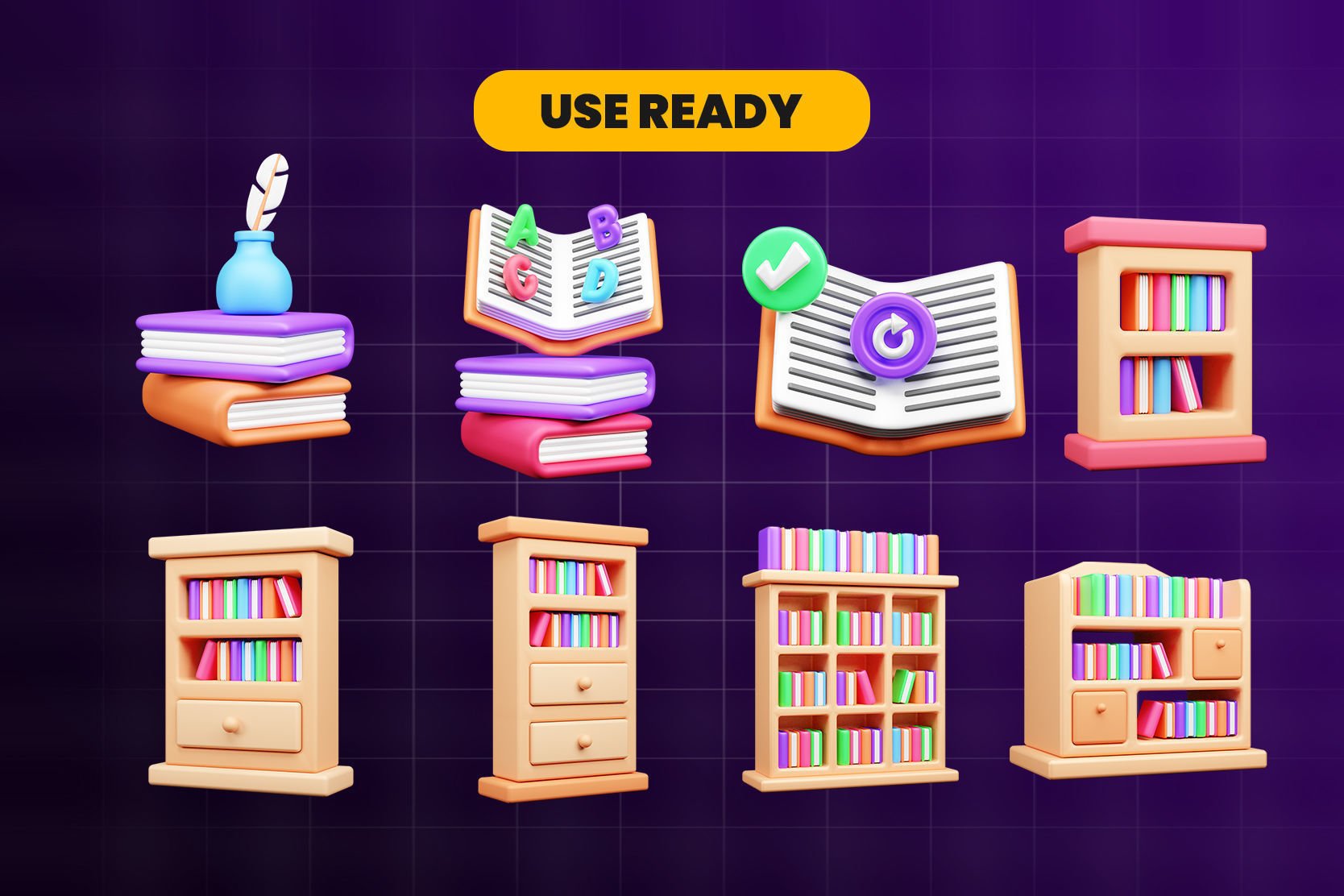 Library 3d Illustration  Icon Pack 3D model_2