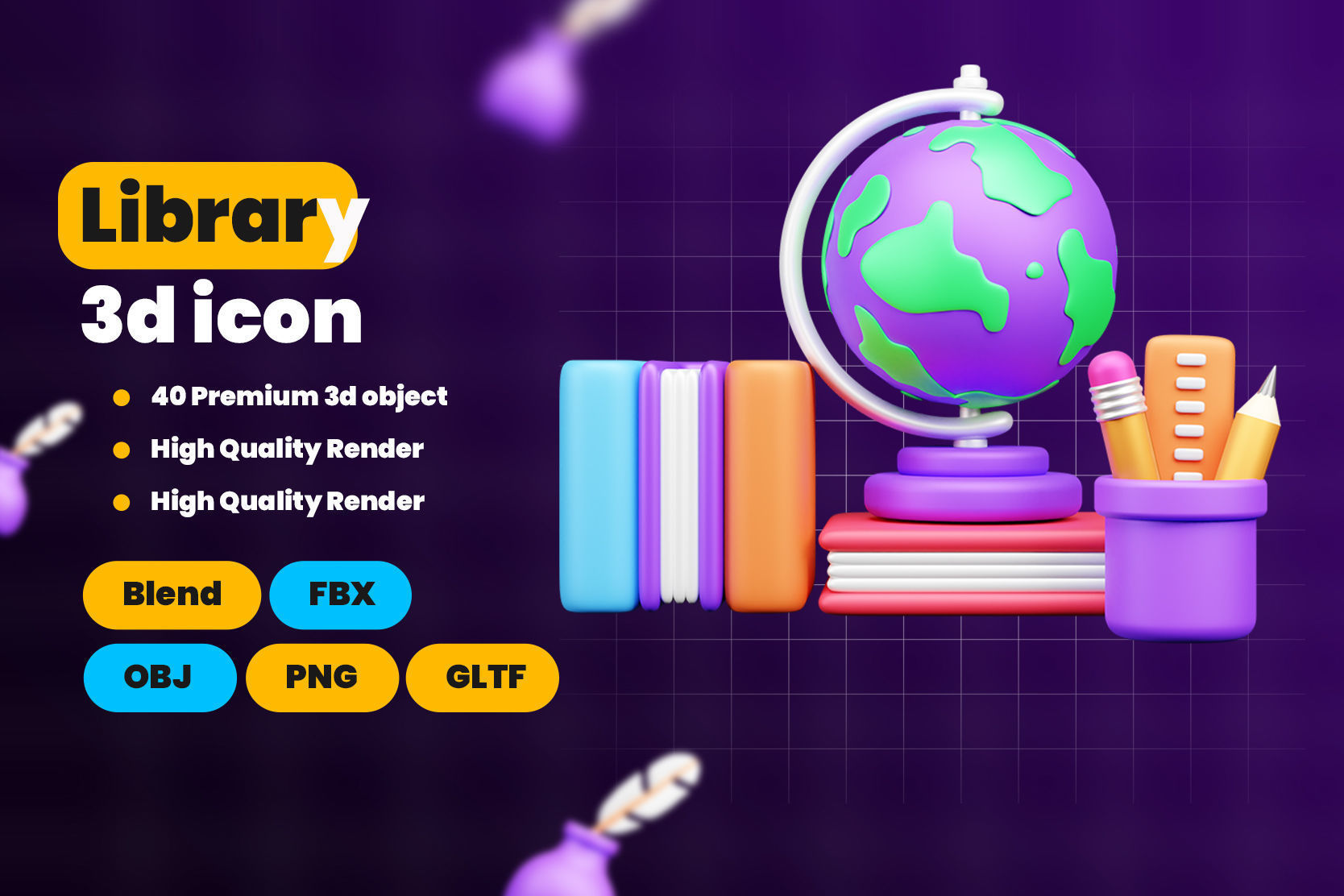 Library 3d Illustration  Icon Pack 3D model_1