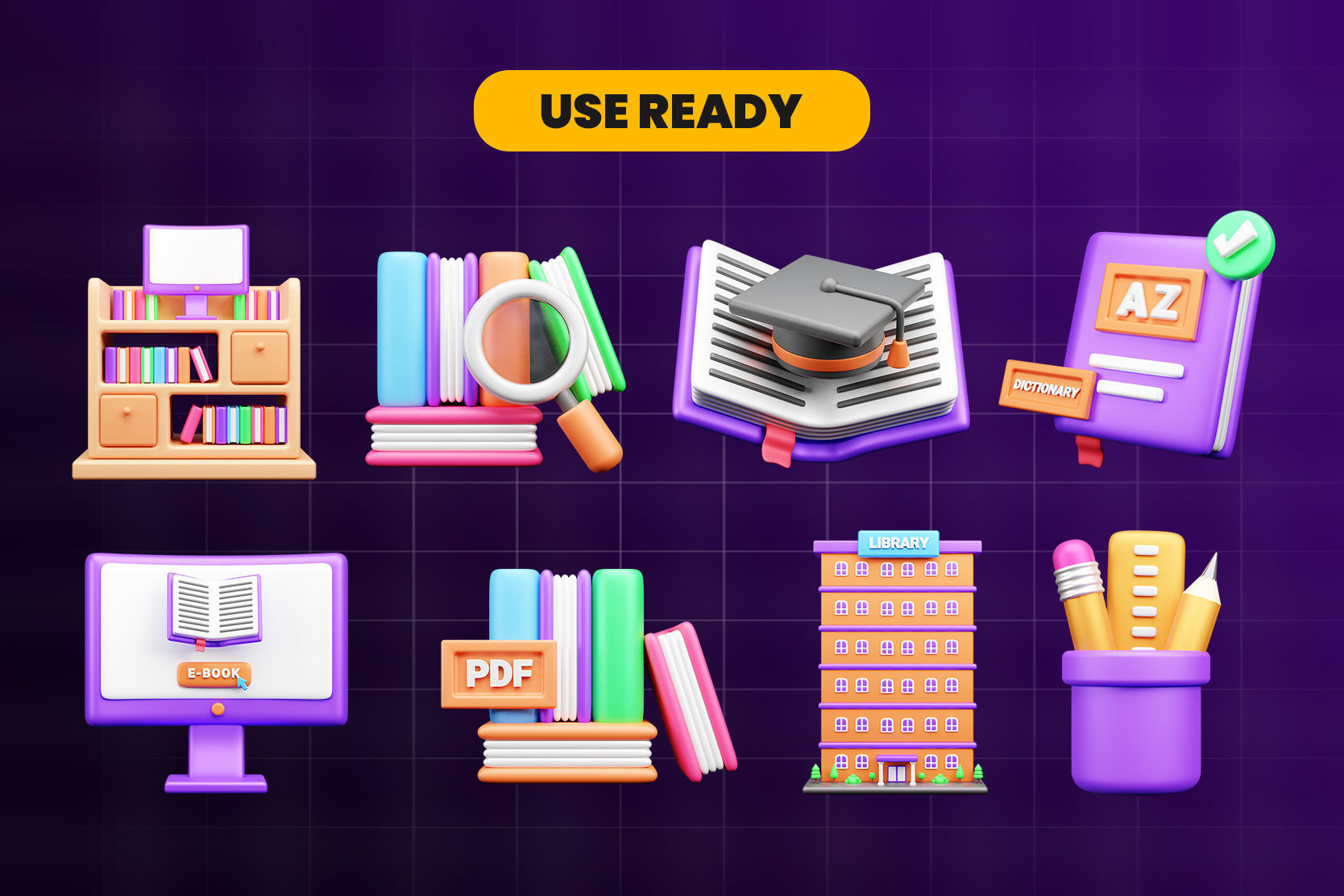 Library 3d Illustration  Icon Pack 3D model_3