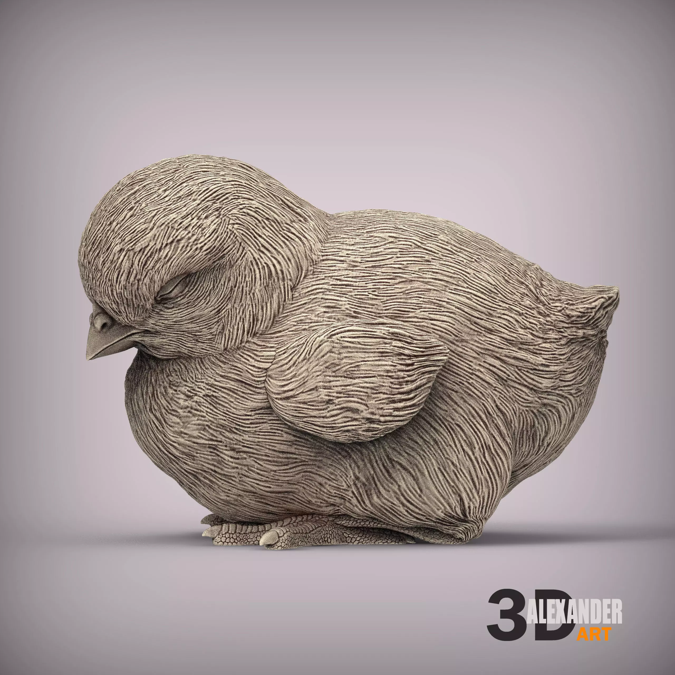 chick is sleeping 3D print model_0
