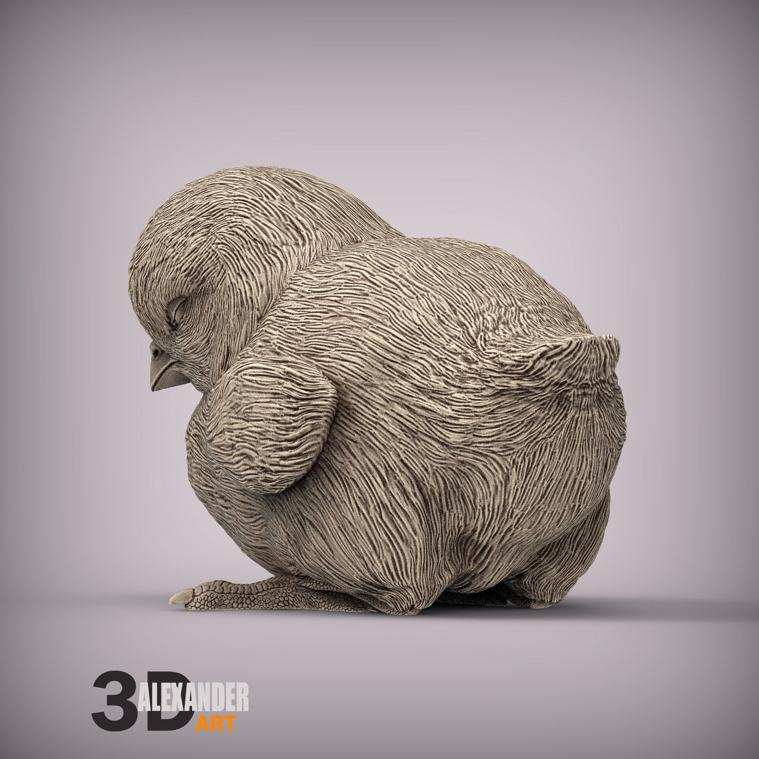 chick is sleeping 3D print model_4