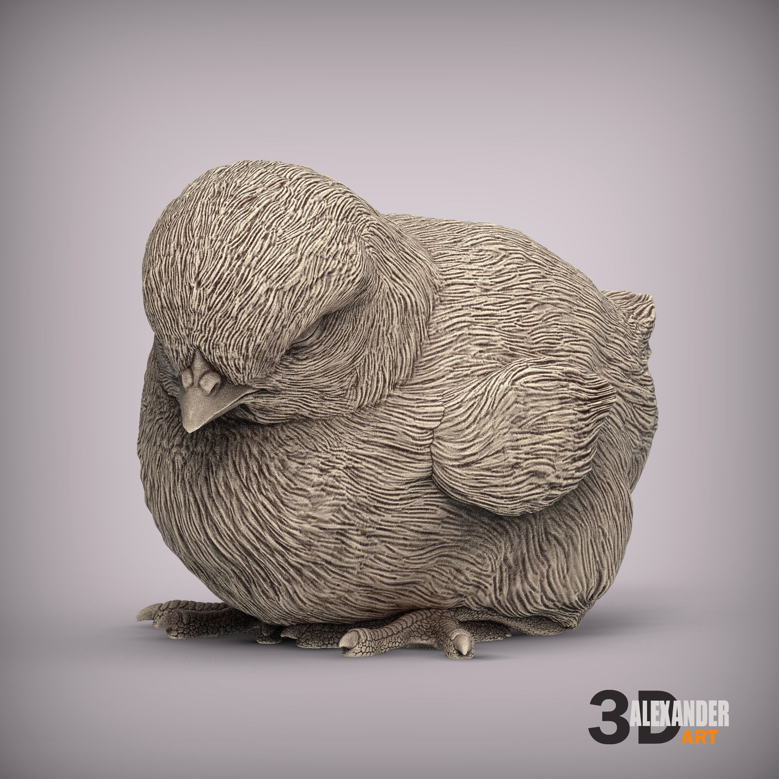 chick is sleeping 3D print model_2