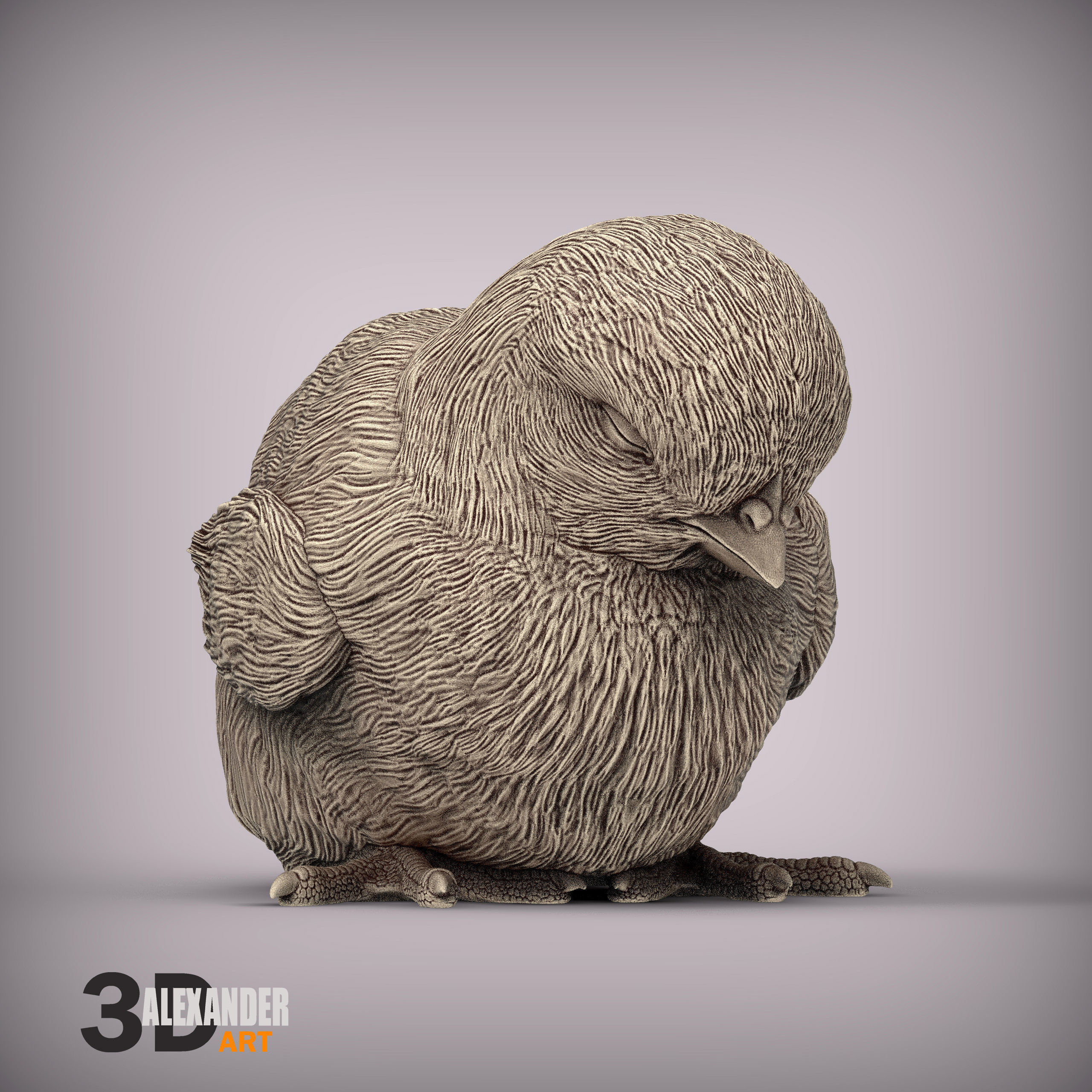 chick is sleeping 3D print model_1