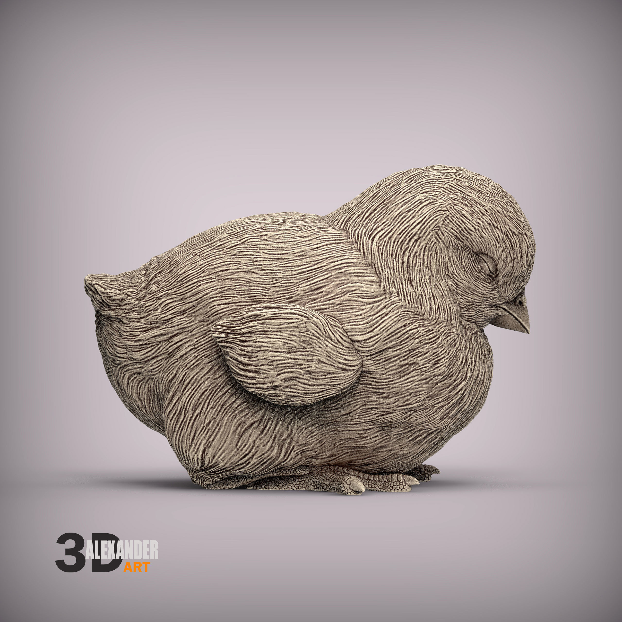 chick is sleeping 3D print model_3