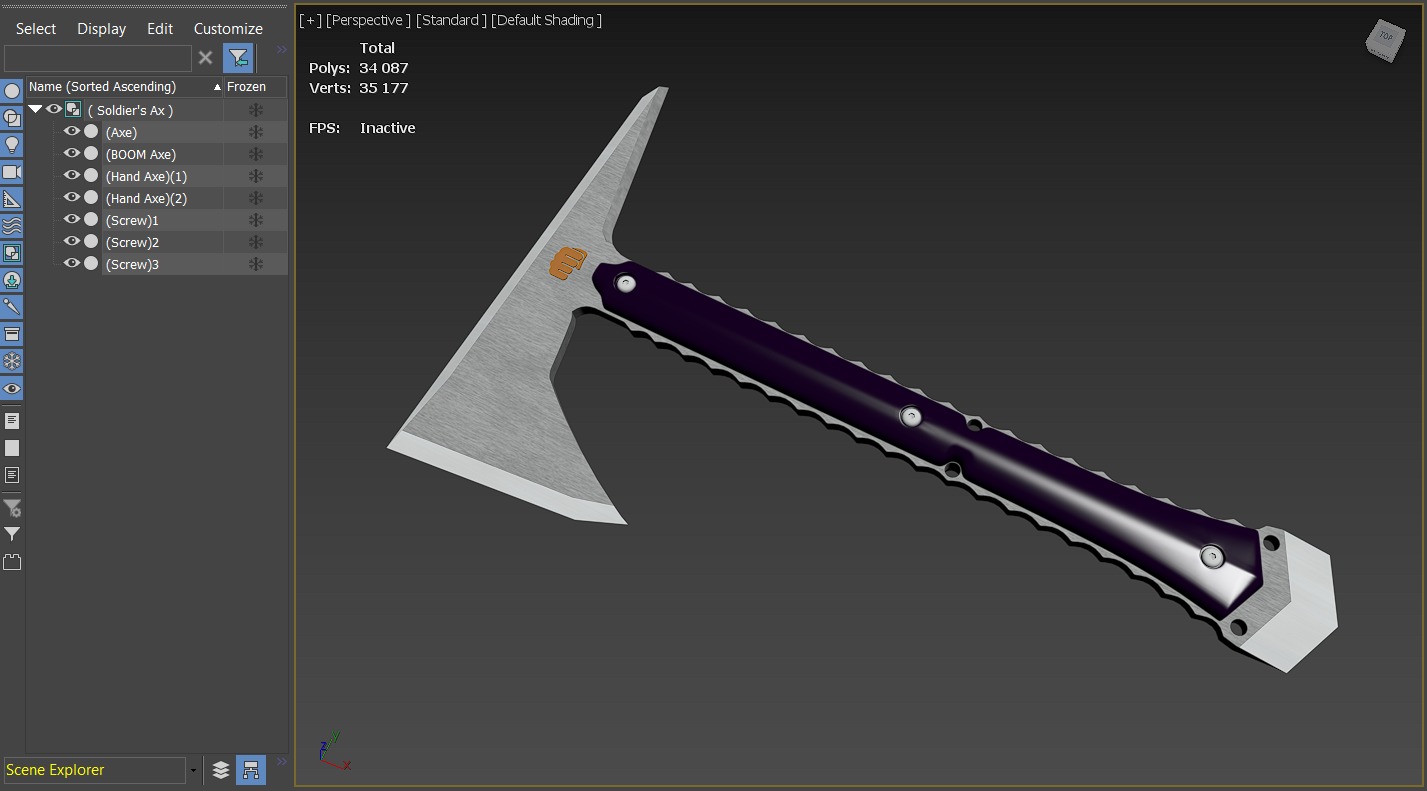 Soldier axe  3D model_9