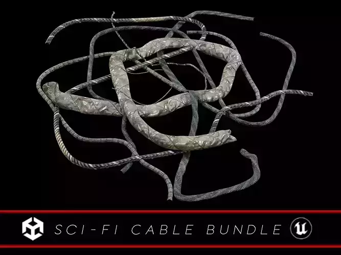 Sci-Fi Cables and Wires Bundle Low-poly 3D model