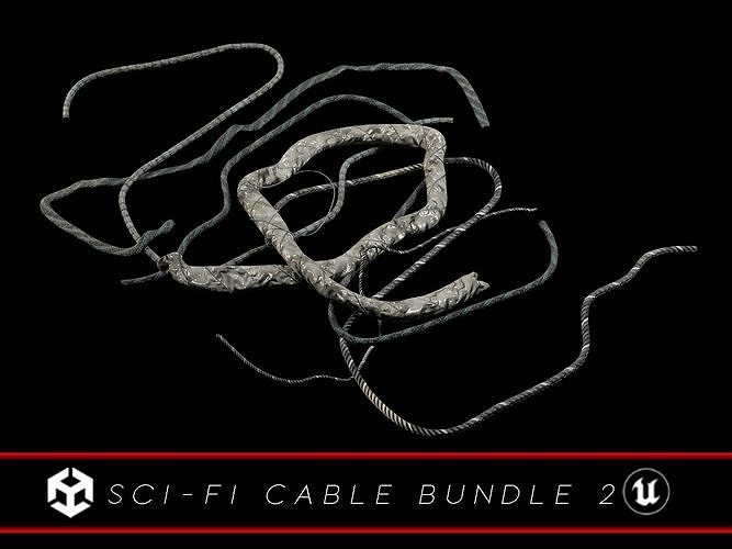 Sci-Fi Cables and Wires Bundle 2  Low-poly 3D model