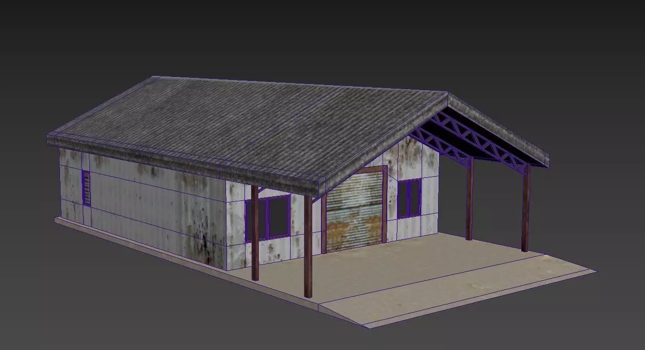 Building hangar 3d lowpolymodel Free low-poly 3D model_0