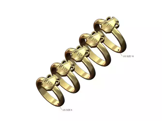 Greek key urn fashion ring US sizes 6to10