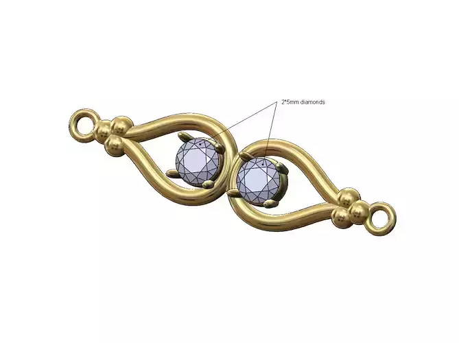 Double diamond bead crown vintage necklace and bracelet charm