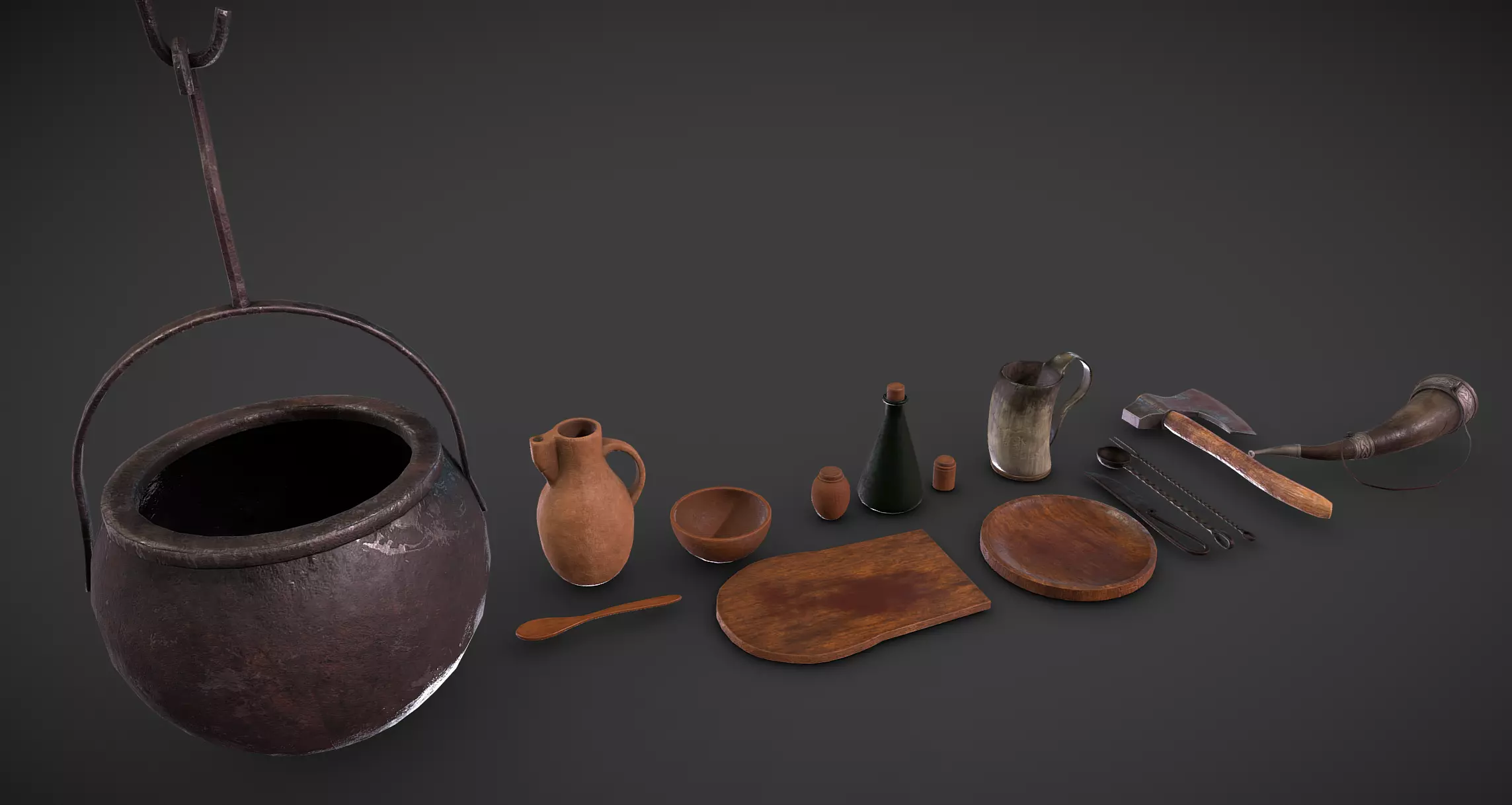 Viking Table Set Props Kit 3D model_0