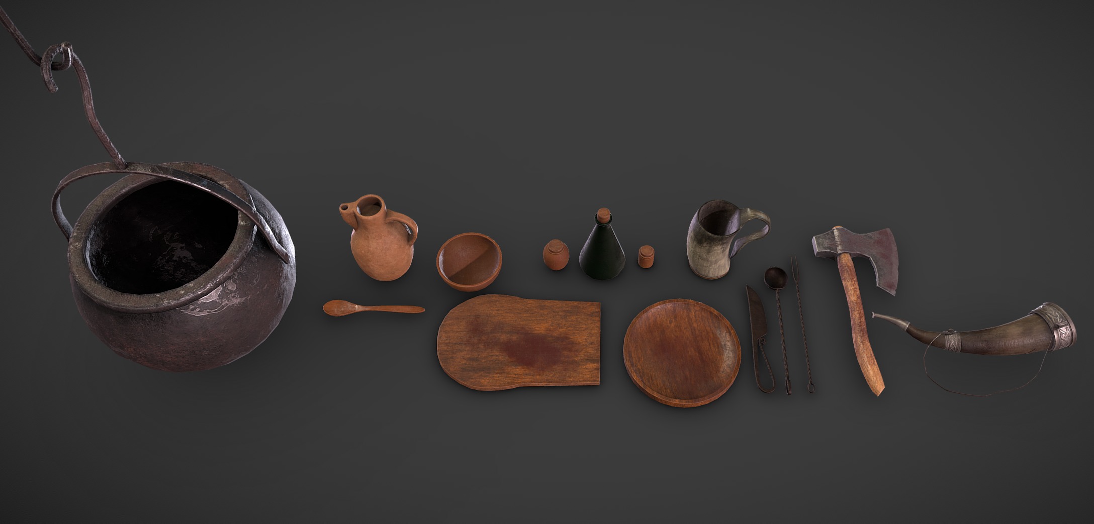 Viking Table Set Props Kit 3D model_1