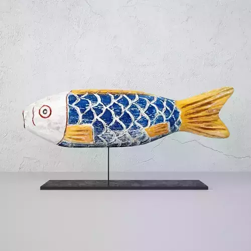 African wooden fish 1 3D model