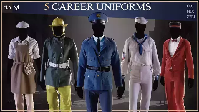 5 Old Career Uniforms 3D print model 5 Old Career Uniforms 3D print model