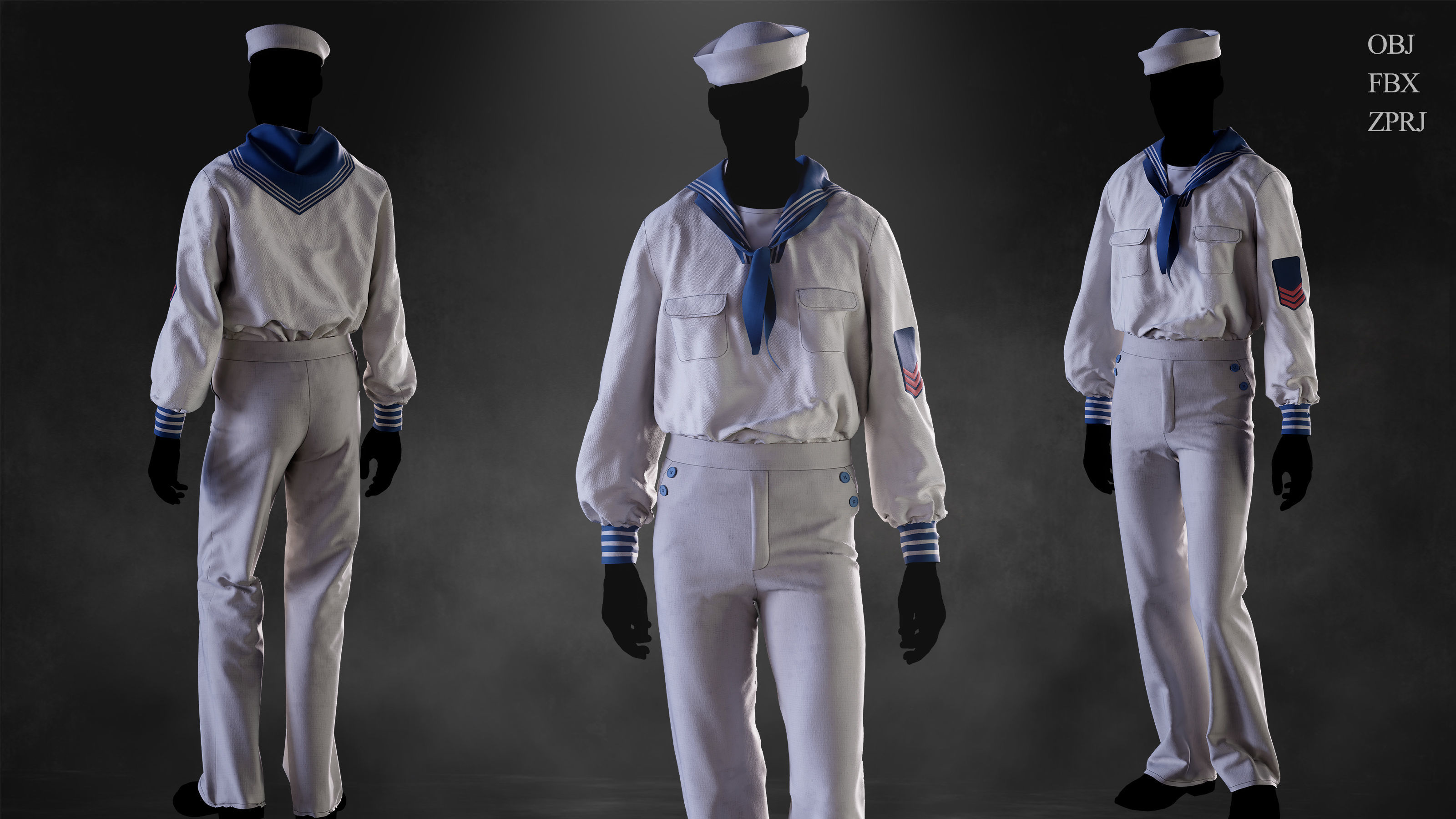 5 Old Career Uniforms 3D print model_3