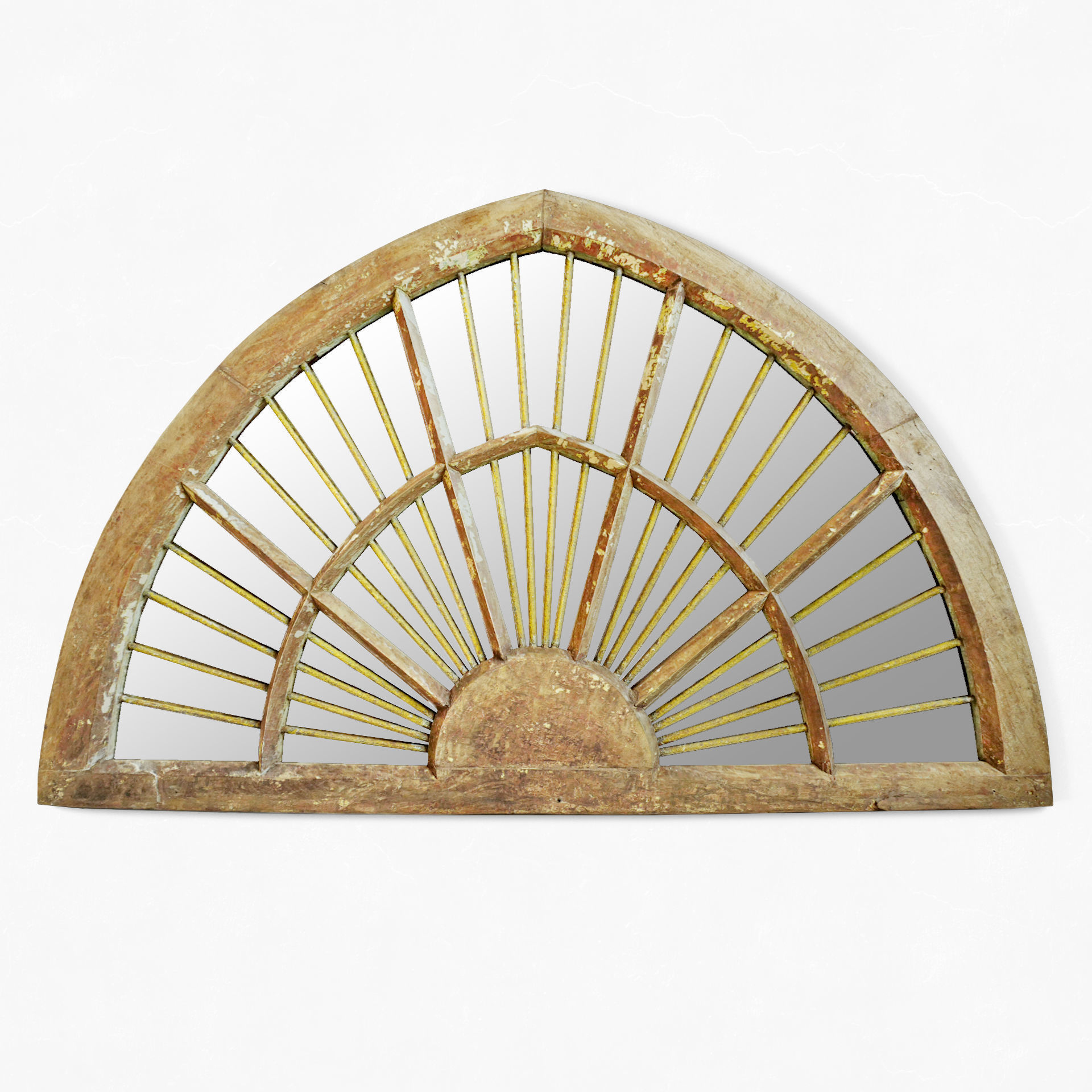 Old Wood and Iron Window Mirror 3D model_1