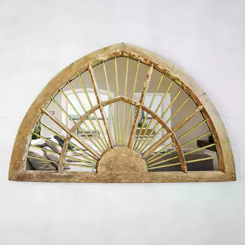 Old Wood and Iron Window Mirror 3D model