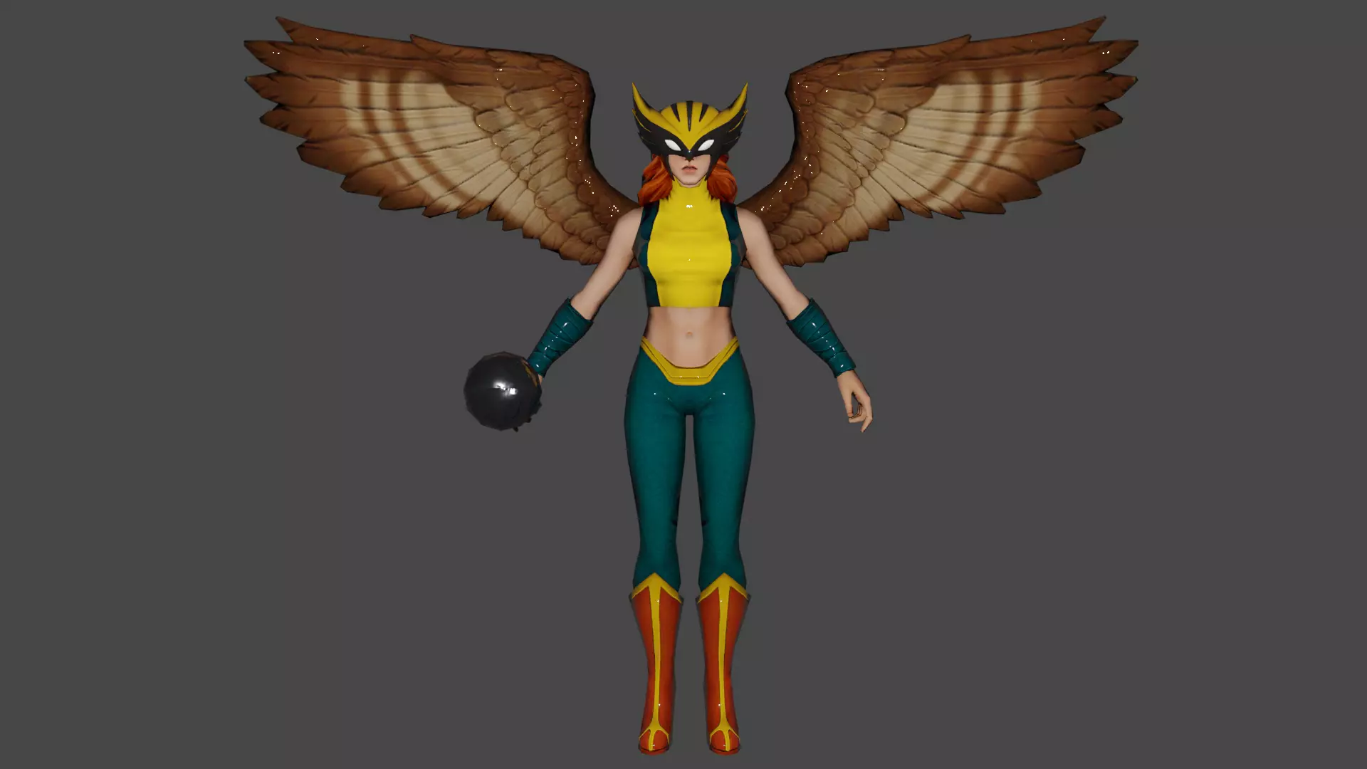 Hawkgirl Low-poly 3D model_0