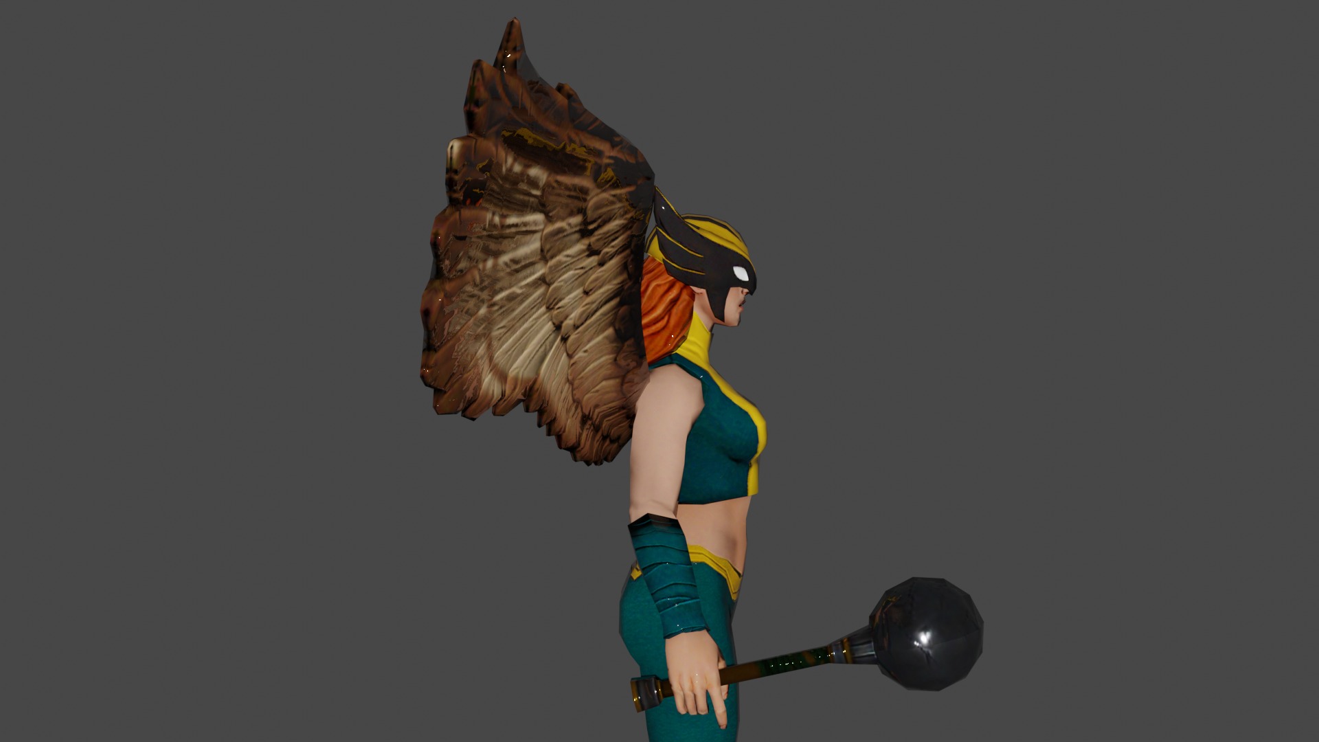 Hawkgirl Low-poly 3D model_3