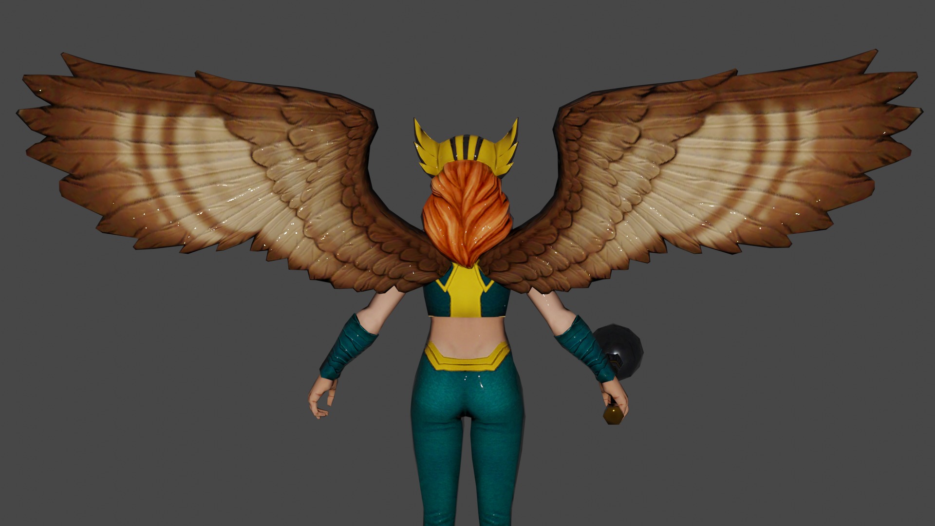 Hawkgirl Low-poly 3D model_5