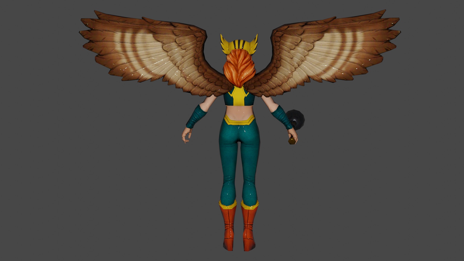 Hawkgirl Low-poly 3D model_4
