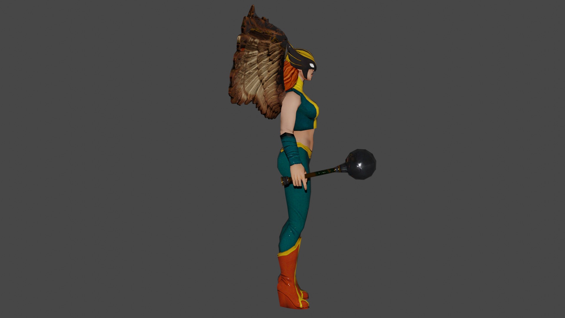 Hawkgirl Low-poly 3D model_2