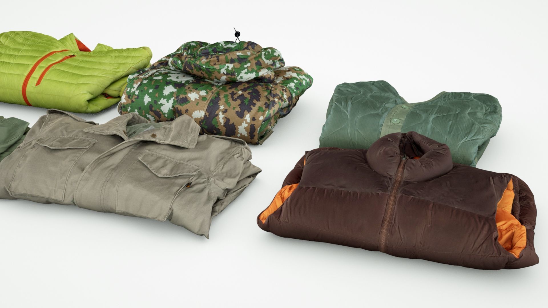 Coat and Jacket Collection military sport hiking down urban 3D model_1