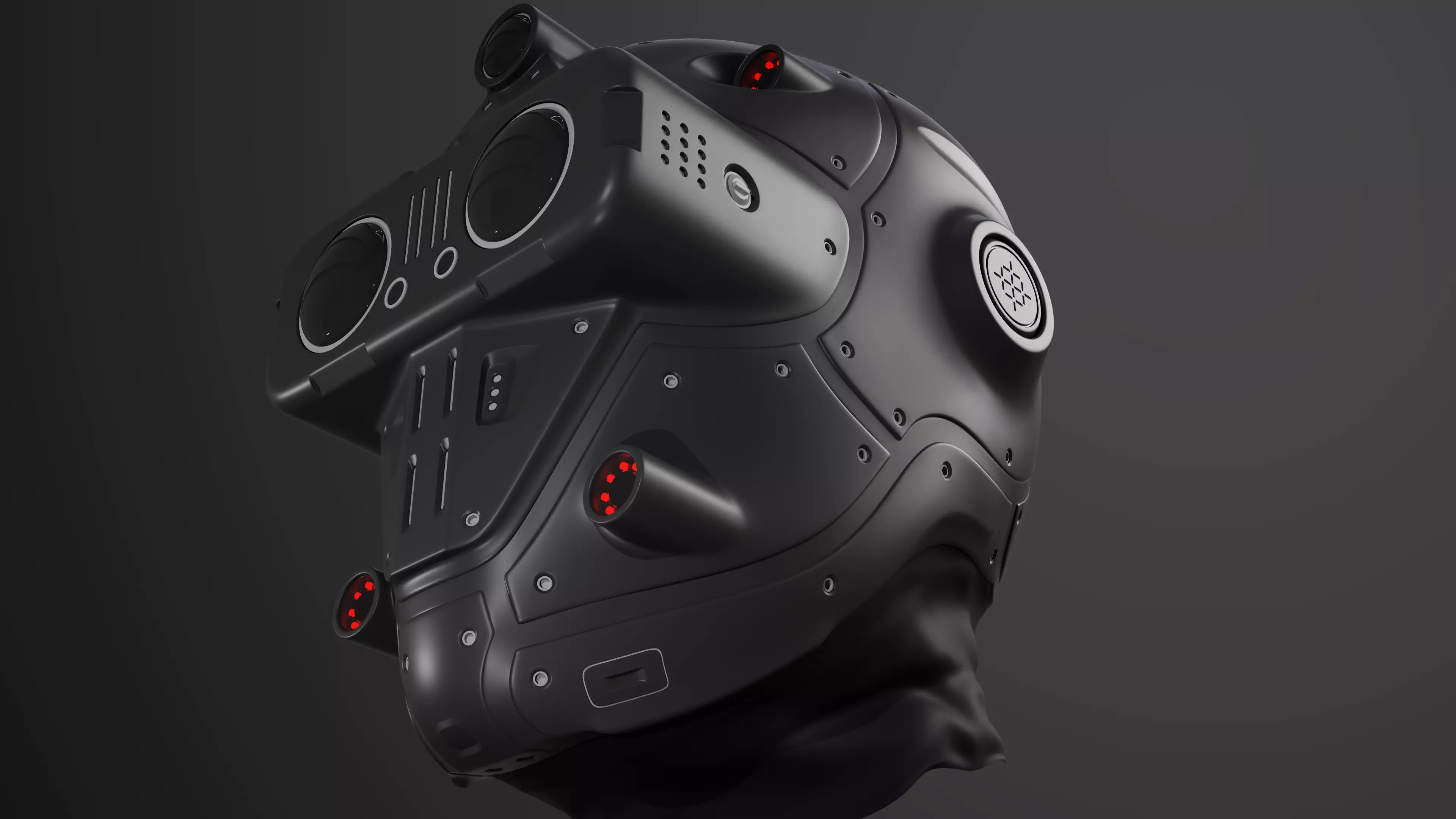 High-poly Mech head concept Free 3D model