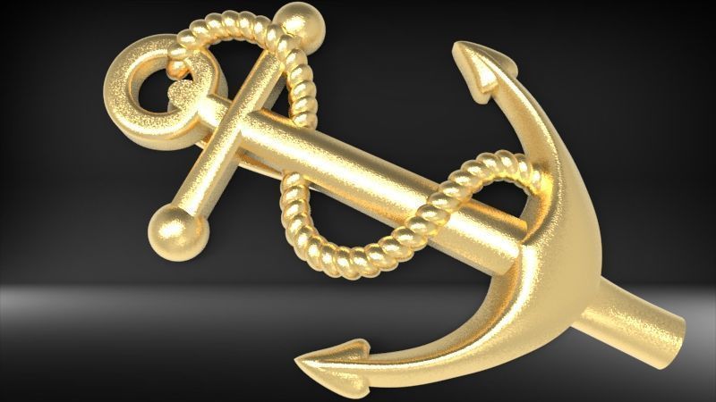 MENS ANCHOR PENDANT NECKLACE ROPE DESIGN JEWELRY 3D print model_18