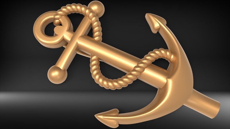 MENS ANCHOR PENDANT NECKLACE ROPE DESIGN JEWELRY 3D print model_19
