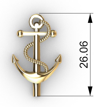 MENS ANCHOR PENDANT NECKLACE ROPE DESIGN JEWELRY 3D print model_6