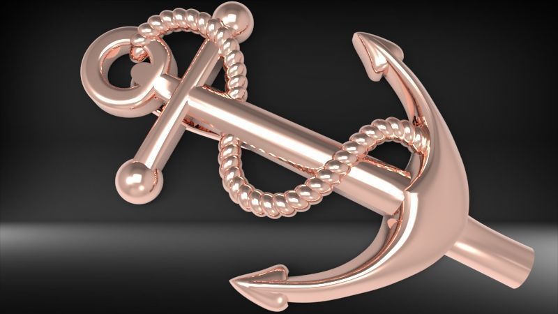 MENS ANCHOR PENDANT NECKLACE ROPE DESIGN JEWELRY 3D print model_3
