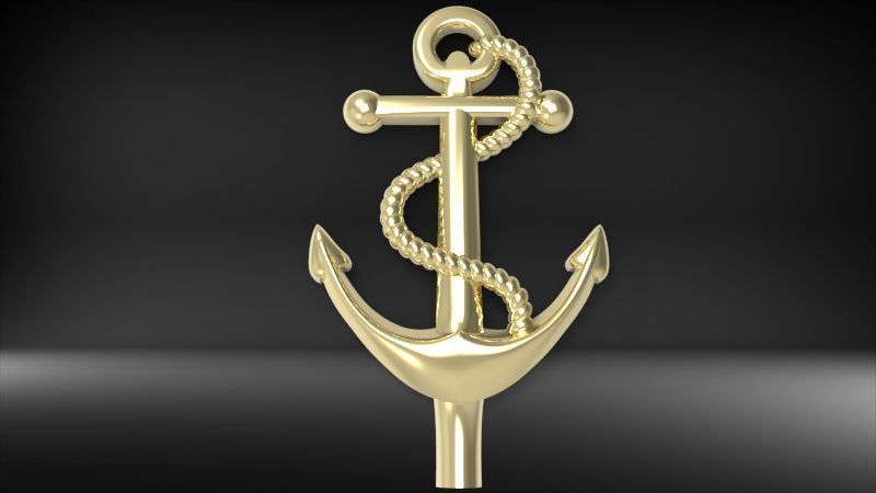 MENS ANCHOR PENDANT NECKLACE ROPE DESIGN JEWELRY 3D print model_13