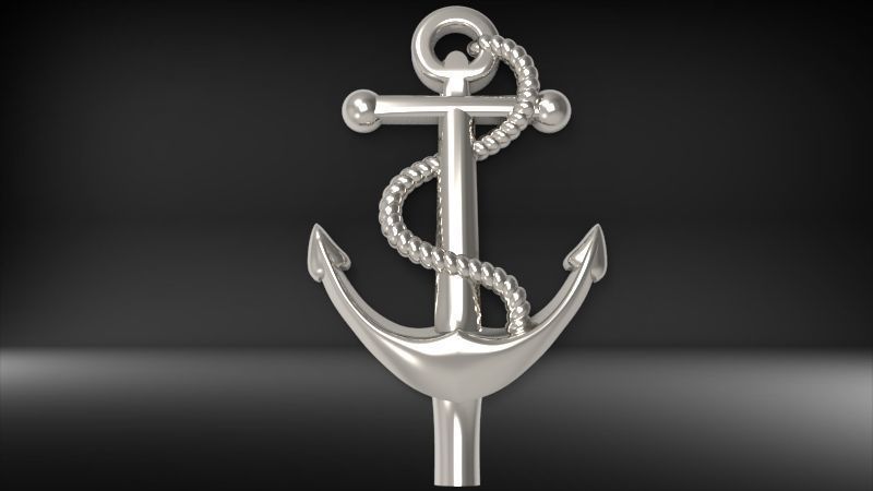MENS ANCHOR PENDANT NECKLACE ROPE DESIGN JEWELRY 3D print model_10