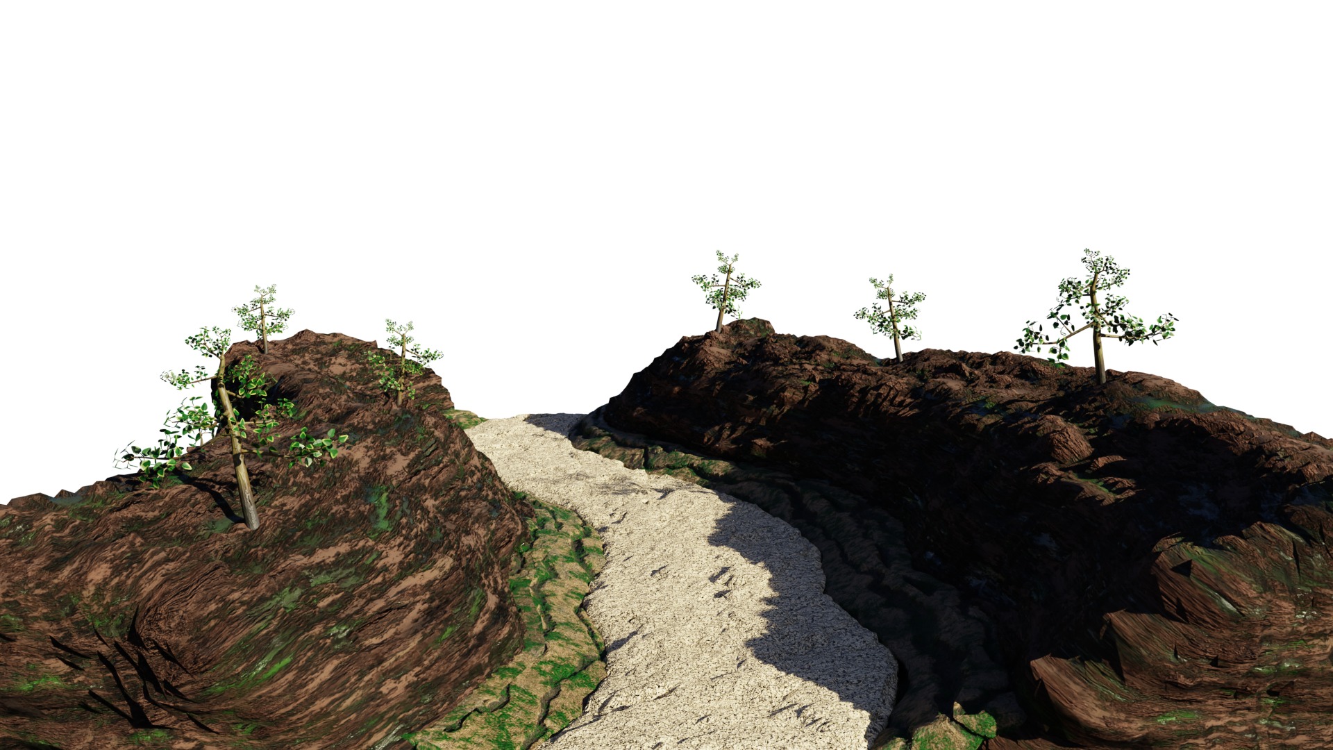 Dry River Valley Terrain 3D Model Low-poly 3D model_2