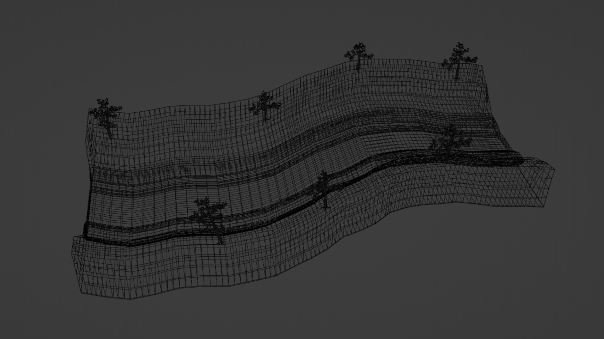 Dry River Valley Terrain 3D Model Low-poly 3D model_7