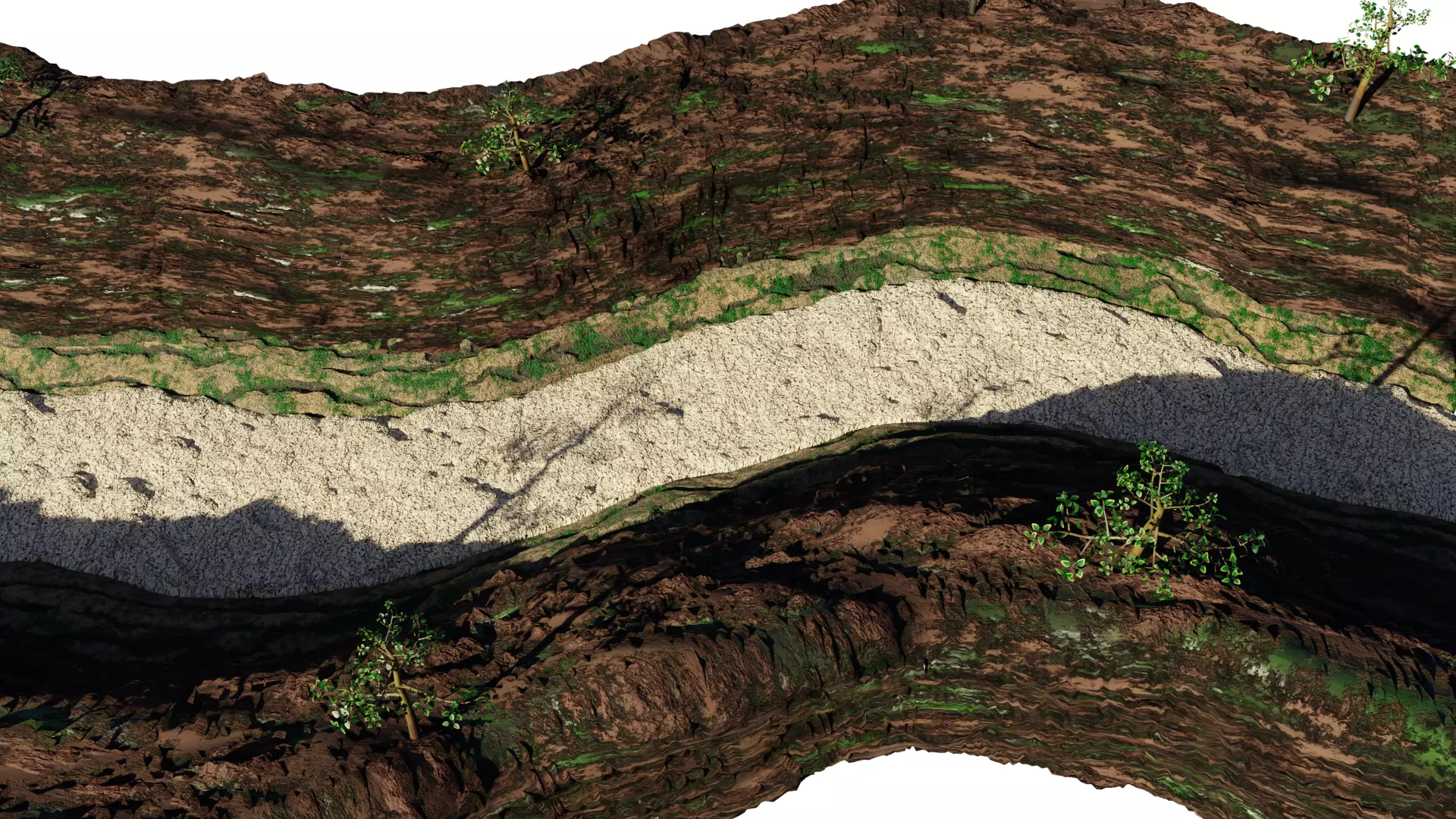 Dry River Valley Terrain 3D Model Low-poly 3D model_0
