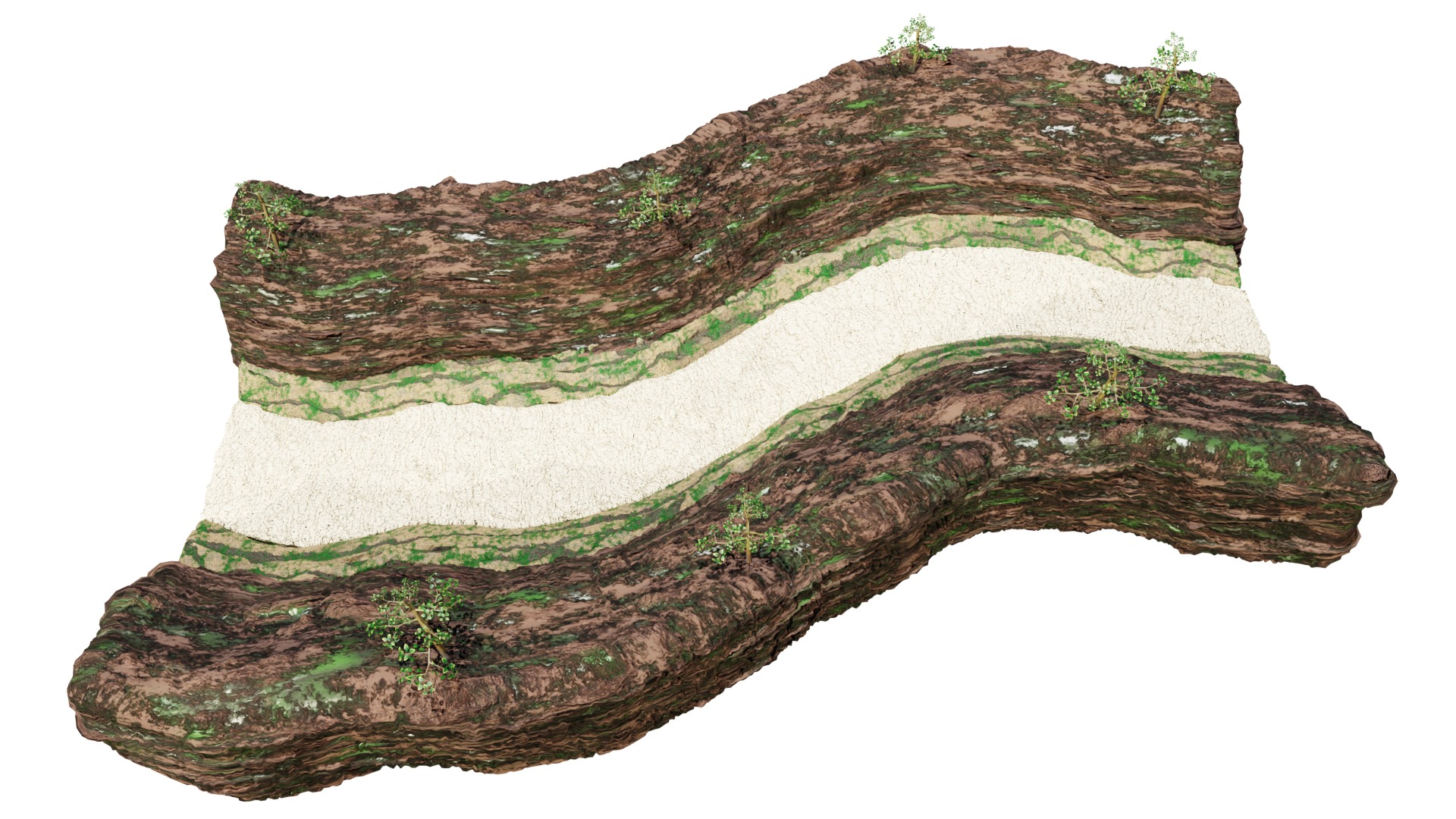 Dry River Valley Terrain 3D Model Low-poly 3D model_5