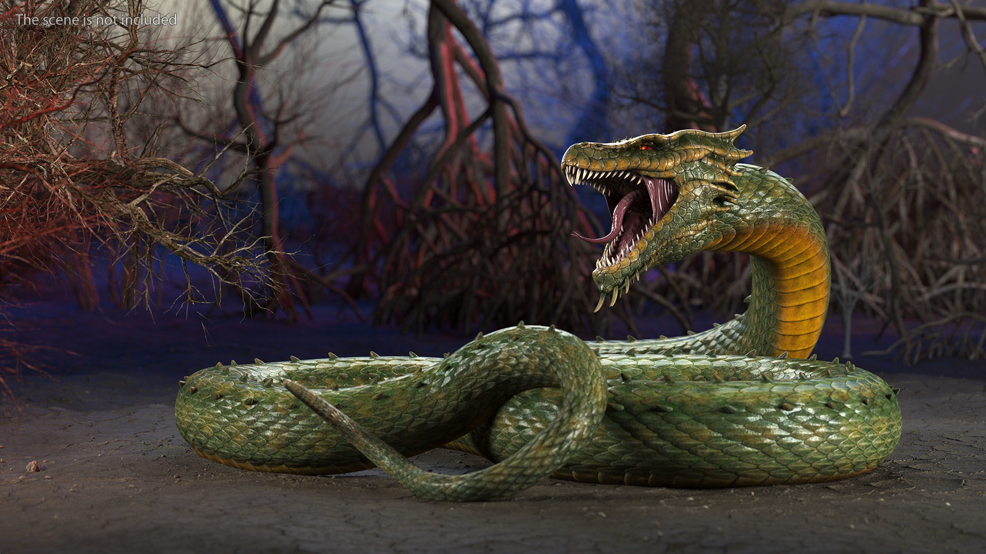 Mythical Serpentine Dragon Rigged for Maya 3D model