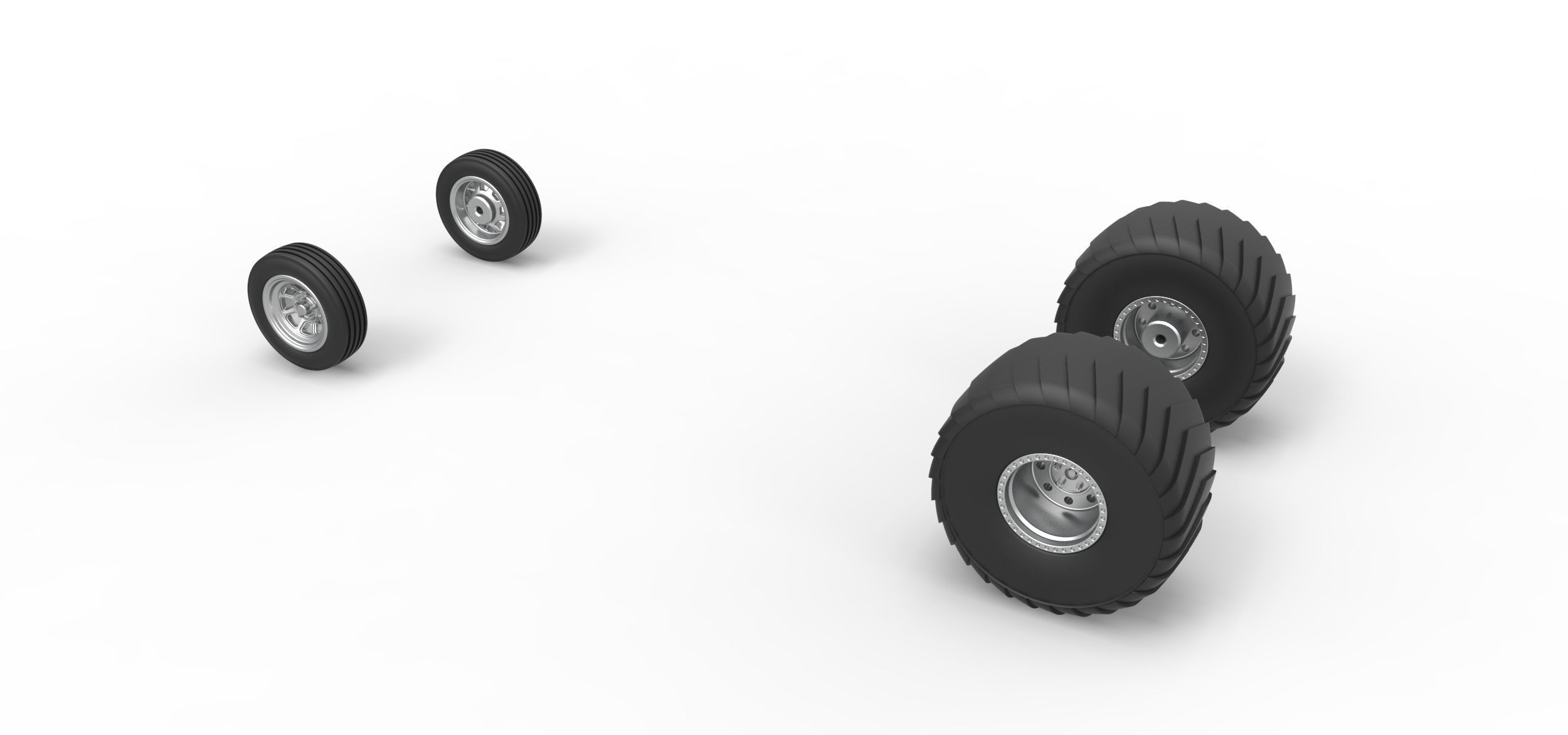 Wheel set of 2wd Pulling truck Scale 1 to 25 3D print model_7