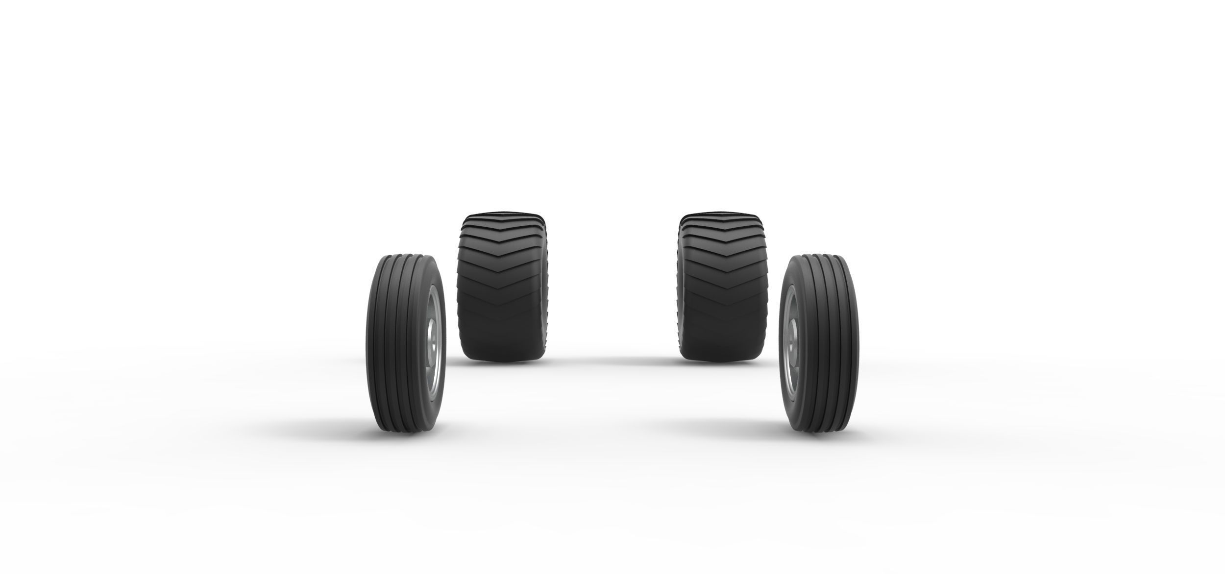 Wheel set of 2wd Pulling truck Scale 1 to 25 3D print model_3