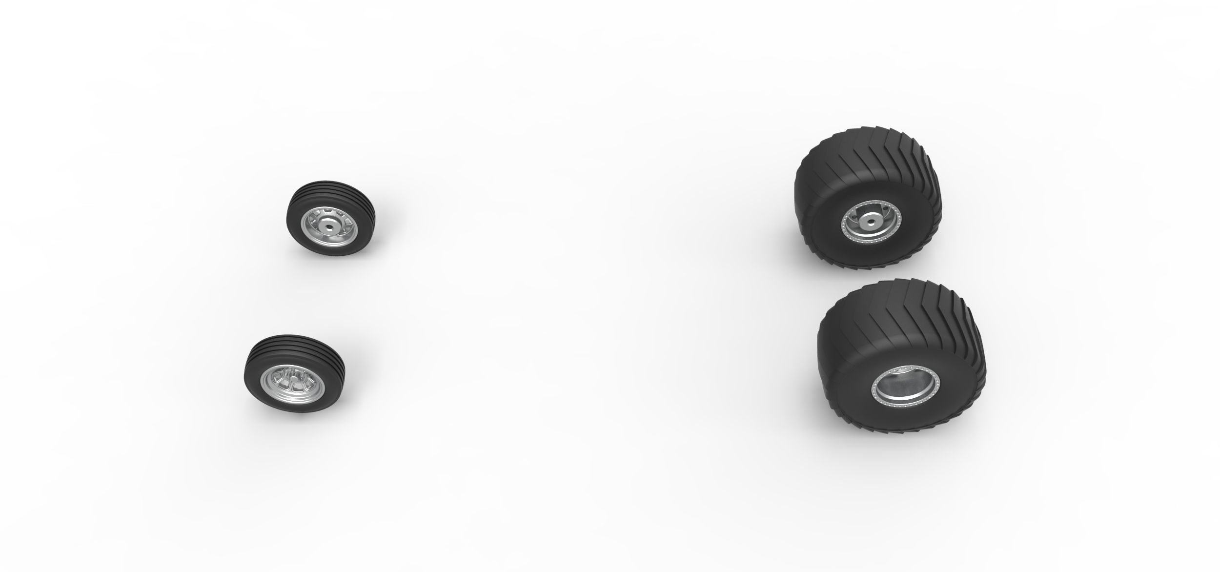 Wheel set of 2wd Pulling truck Scale 1 to 25 3D print model_5