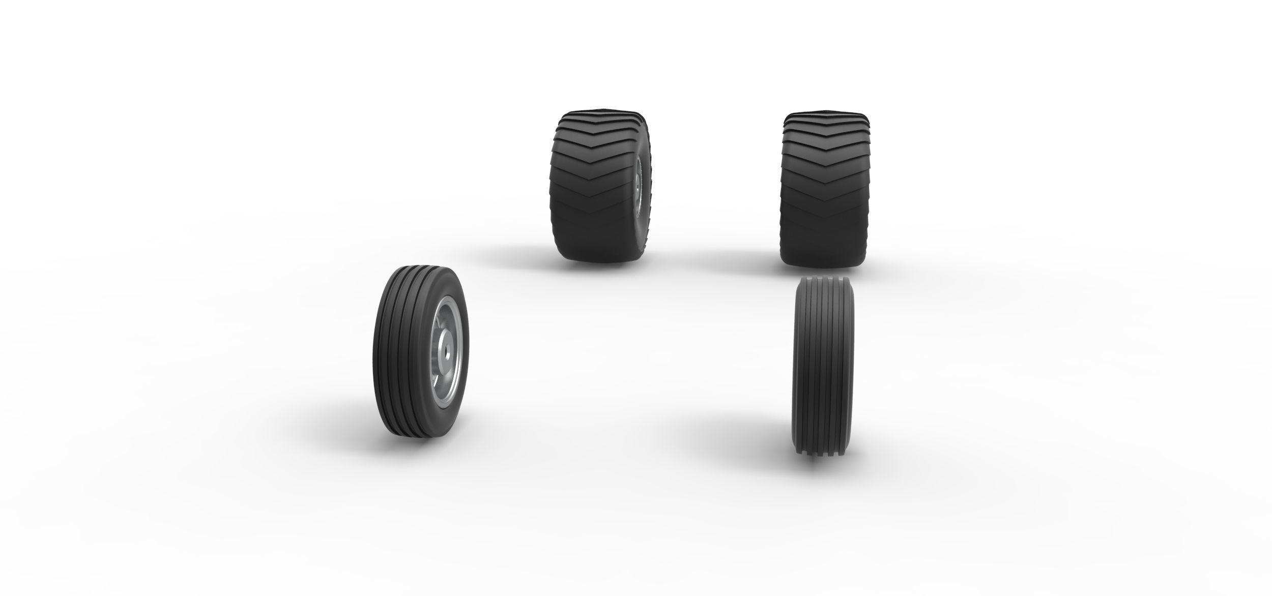 Wheel set of 2wd Pulling truck Scale 1 to 25 3D print model_2