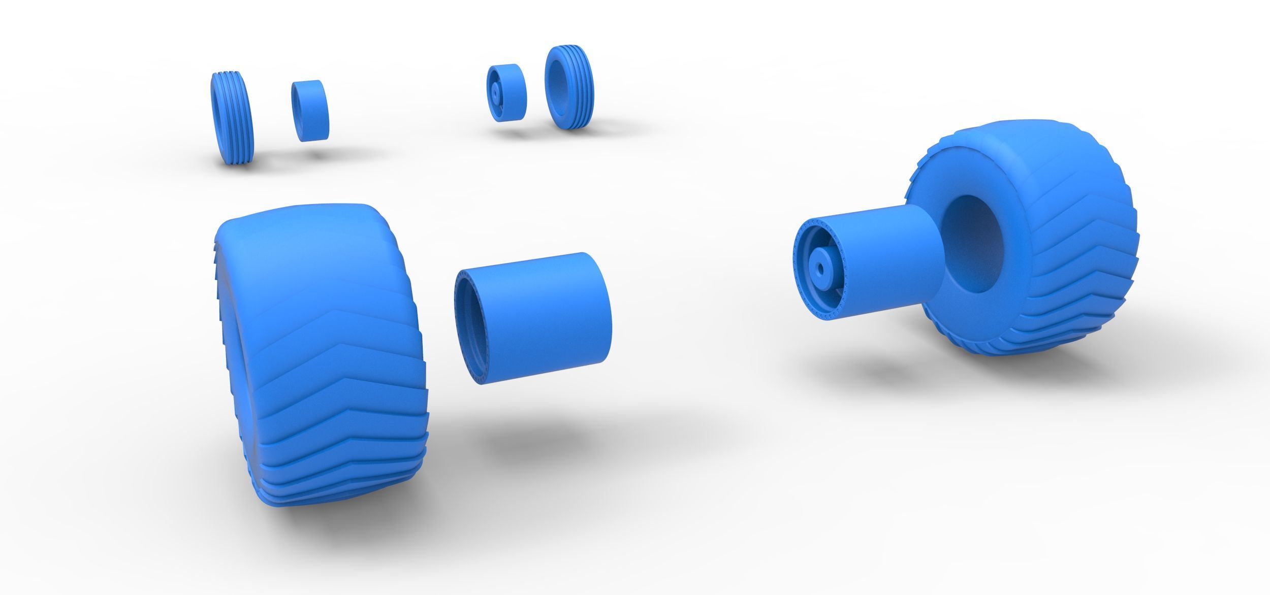 Wheel set of 2wd Pulling truck Scale 1 to 25 3D print model_11