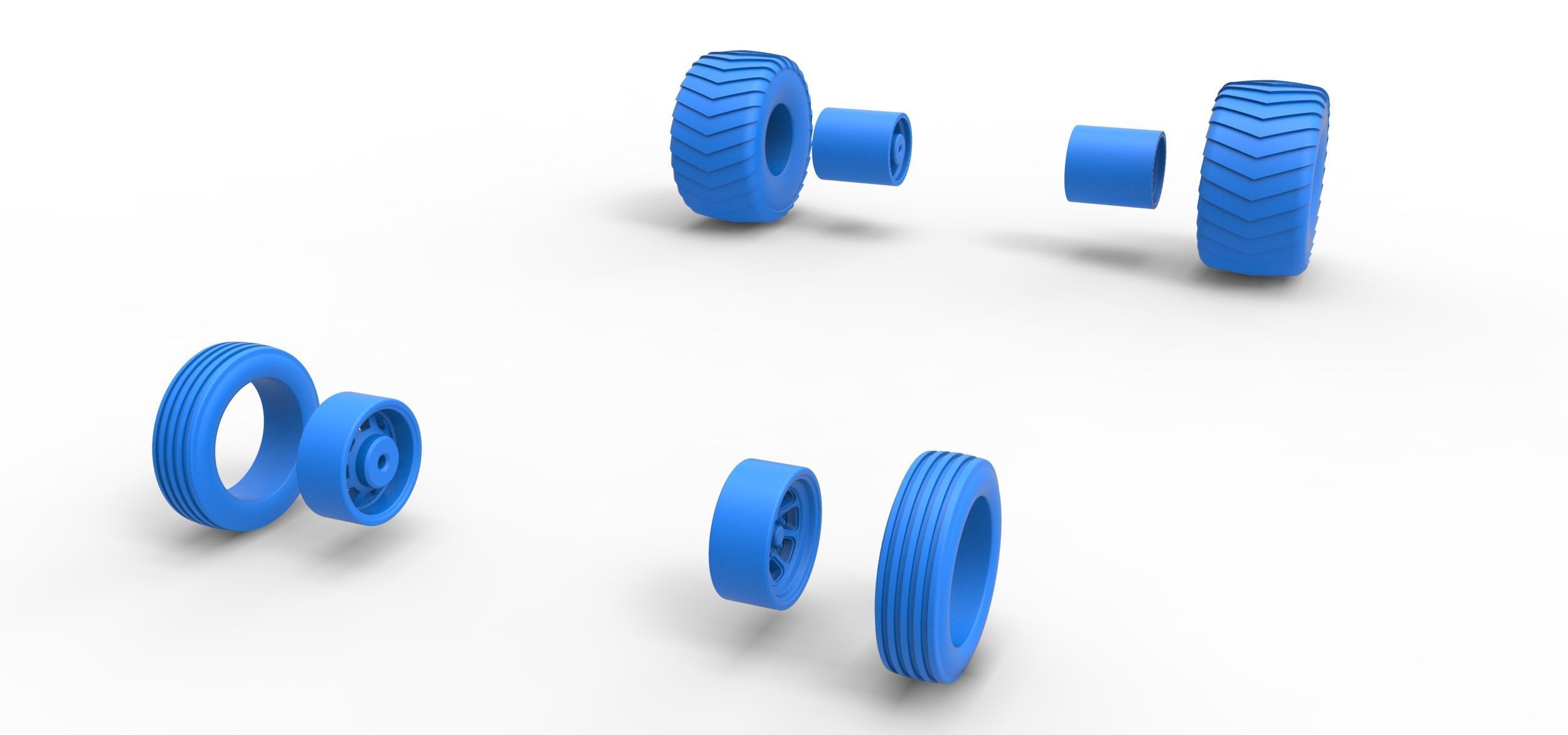 Wheel set of 2wd Pulling truck Scale 1 to 25 3D print model_10