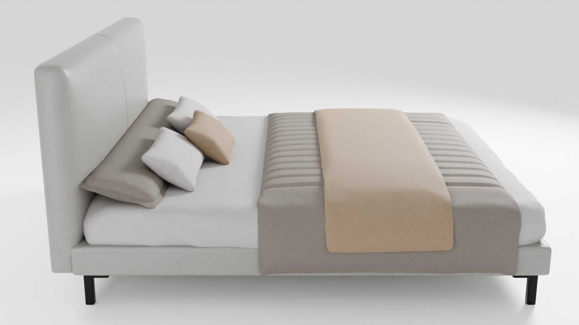 Bed with headboard in Italian modern design 3D model_1