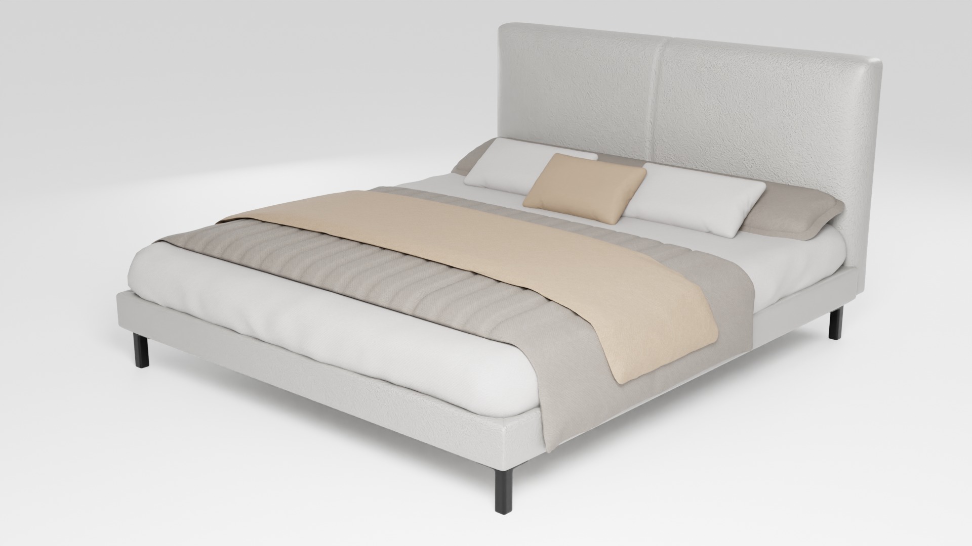 Bed with headboard in Italian modern design 3D model_4